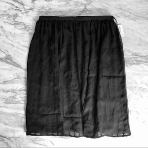 Calvin Klein Midi Pleated Black Sheer Lined Skirt